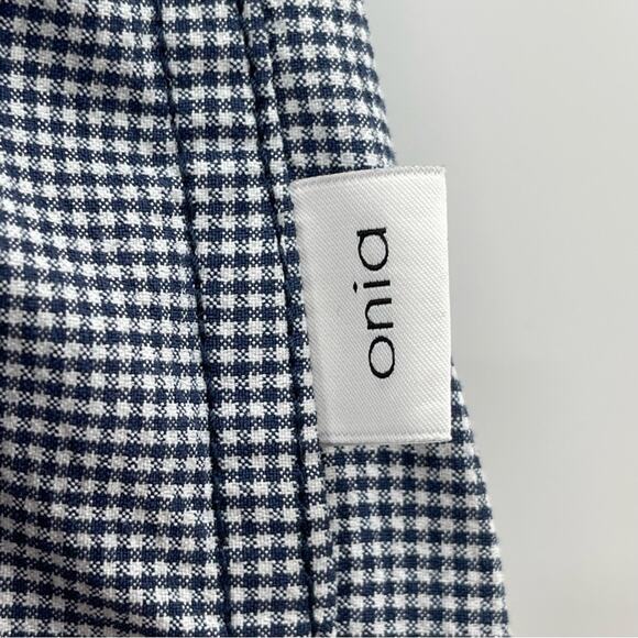 Onia The Calder Preppy Blue White Micro Gingham Flat Front Swim Shorts 38 - Picture 3 of 14